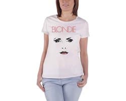 Officieel Blondie Staredown T-Shirt Dames Skinny Fit - Wit Katoen