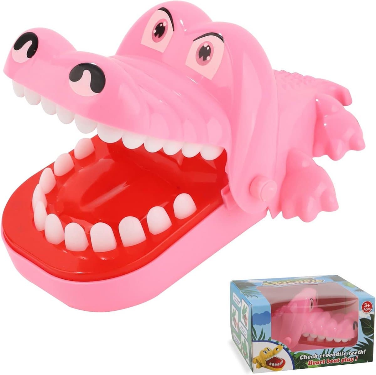 Krokodillenspel - Tandjes spel - Kinderfeestje - Zenuwslopend plezier - 145 cm - Roze — afbeelding 1