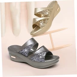 Dames Slippers - Wedge Hakken - Casual Strand - Vis Mond Ontwerp - Maat 36-43 - Grijs — thumbnail 3