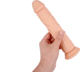 Banoch Dildo 25 cm | Rechte Beige Siliconen Dildo met Zuignap | Extra Large | Ø 4 cm | Realistisch & Flexibel — thumbnail 4