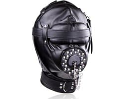 Banoch - Depraved Stopper Black - Zwart bondage masker van pu Leer | BDSM