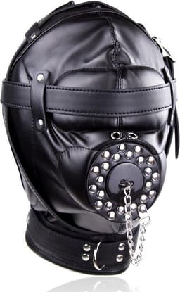 Banoch - Depraved Stopper Black - Zwart bondage masker van pu Leer | BDSM — thumbnail 1
