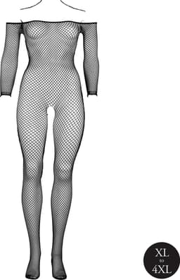 Bodystocking OffShoulder Neck - Fishnet / Open - OSX - Black — thumbnail 3