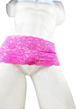 BamBella® Slip Roze open kruis kant voor mannen - L/XL - doorzichtig Erotische onderbroek Sexy Lingerie Heren - Zwart mannen ondergoed slip — thumbnail 1