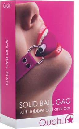 Ouch! – Solide Rubberen Ball Gag Knevel met Verstelbare Riem voor Mond Vulling – Roze — thumbnail 5