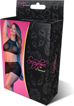 Polka Dot Mesh Halter & Skirt Set - Zwart — thumbnail 5
