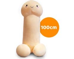 Super zachte XXL Penis knuffel - Piemel kussen - XL formaat (1 meter) - Crème Wit