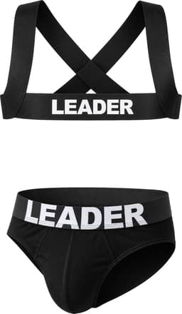 LEADER Essentials Multipack 1x Brief + 1x Harness Black - MAAT M - Erotisch Heren Ondergoed - Slip voor Man - Sexy mannen Slip — thumbnail 1
