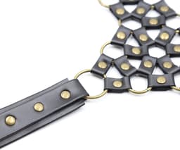 Fixxx - Harnasje met collar - PU-Leder - Verstelbaar - One Size - Zwart — thumbnail 2