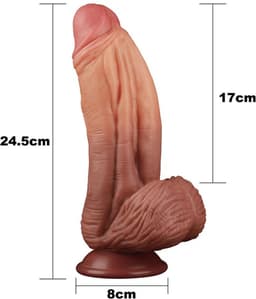 Lovetoy Realistische XXL Dildo met balzak en zuignap 24.5 cm - beige — thumbnail 3