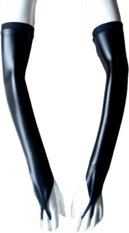 Sexy Handschoenen S/M Zwart lange lak handschoen Glans Shiny Lakleer valentijn Gogo dancing dans accessoiren lange vingerloze gloves — thumbnail 1