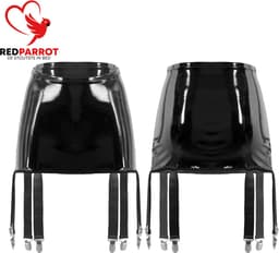 Mini Rok Met Jarretels - PU Leder - Zwart — thumbnail 5