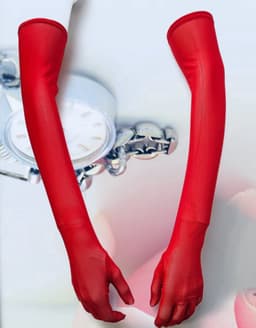 BamBella® - Handschoenen Panty stof Rood mesh onesize Sexy Lange Elastische handschoen — thumbnail 5