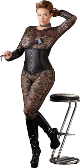 Cottelli Plus Size – Sexy Taille Korset met Verticale Staven en Veter Sluiting  – Maat 2XL – Zwart — thumbnail 4