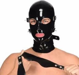Red Parrot full latex bondage masker - 100% Latex - Gespen en riemen - Oogmasker - BDSM seks masker - Gezicht - Latex fetisj - Zeer hoge kwaliteit - Unisex — thumbnail 3