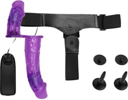 Harness Double Dildo with Vibration Purple — thumbnail 4