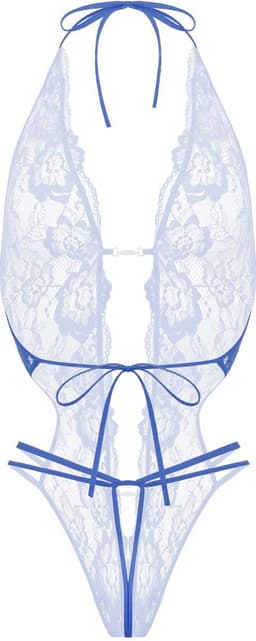 Christine le Duc - Kanten Body met Open Kruis - Lingerie Erotisch - Renee - Blauw - L/XL — thumbnail 4