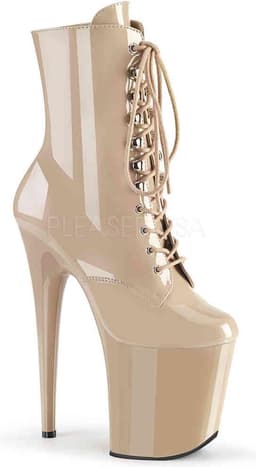 Pleaser - FLAMINGO-1020 Plateau Laarzen, Paaldans schoenen - Paaldans schoenen - 38 Shoes - Creme — thumbnail 1