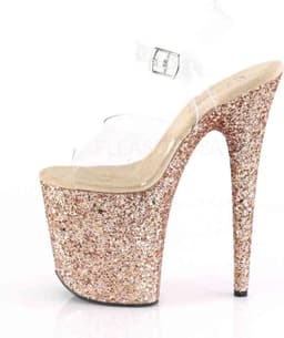 Pleaser - FLAMINGO-808LG Sandaal met enkelband, Paaldans schoenen - Paaldans schoenen - 35 Shoes - Goudkleurig/Transparant — thumbnail 3