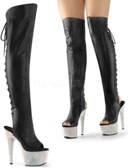 Pleaser Overknee Laarzen -35 Shoes- BEJEWELED-3019DM-7 Zwart — thumbnail 4