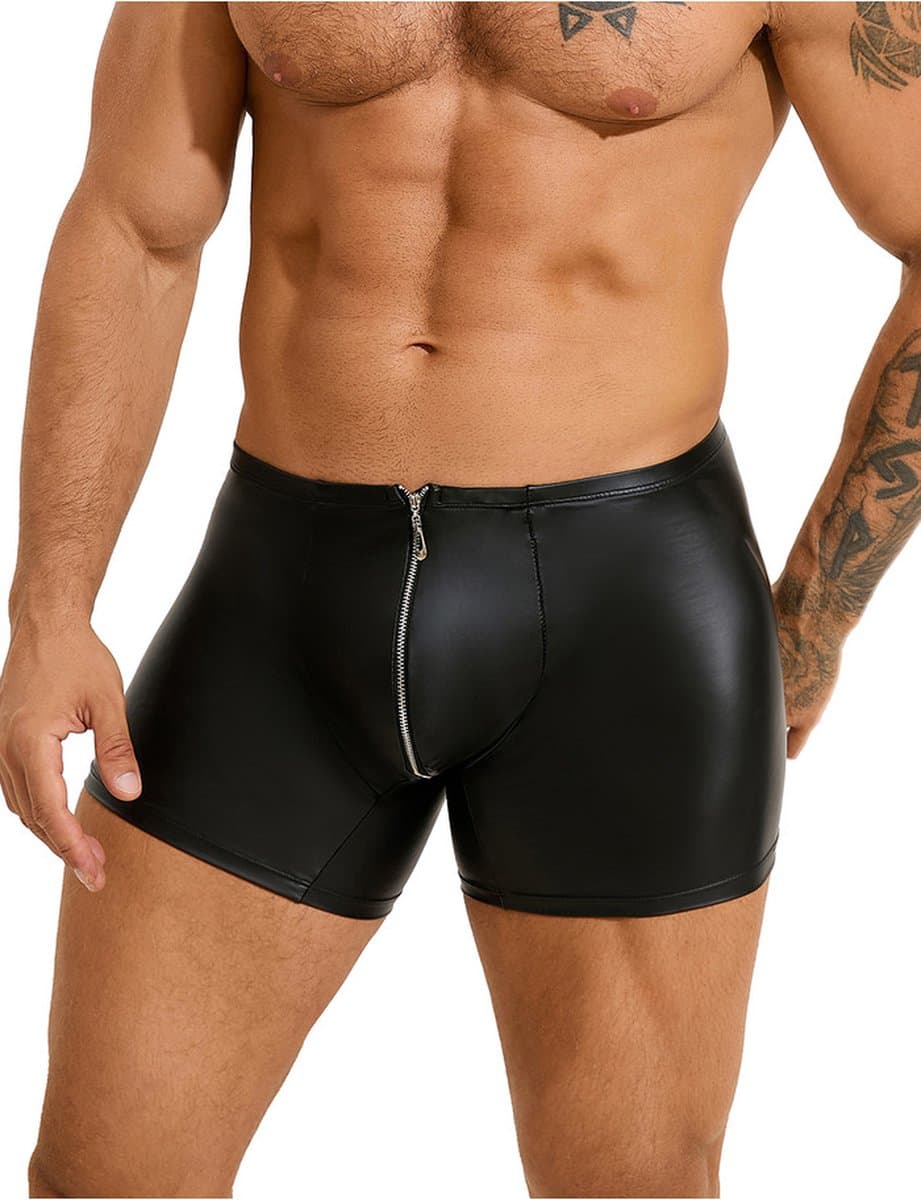 PleazureX leren boxer met rits kruis - Sexy - Heren ondegoed - onweerstaanbaar - heren lingerie - Maat XL — afbeelding 1