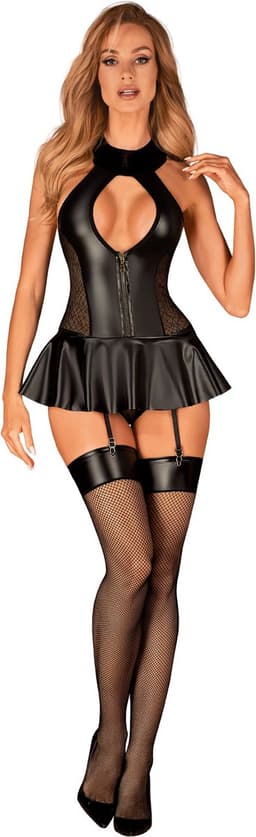 Sexy zwarte kousen L/XL Wetlook rand — thumbnail 2