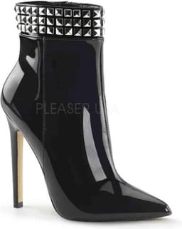 EU 39 = US 9 | SEXY-1006 | 5 Heel Ankle Boot w/Metal Stud Detail, Side Zip — thumbnail 1