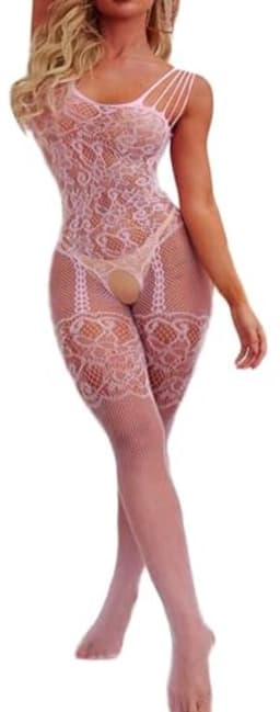Dames lingerie body - Roze visnet catsuit - Elastisch en vloeiend - merkloos — thumbnail 1