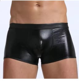 Zwarte Heren Boxer van Kunstleer in XS S M L XL - Elegant en Comfortabel Ondergoed — thumbnail 1