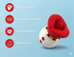 STHER – 3 in 1 Clitoris Stimulator met Tongbeweging – Incl 250ml Waterbasis - Vibrators voor vrouwen & Sex Toy – 10 Standen – Oplaadbaar & Waterproof – Rood — thumbnail 2