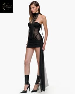Erotisch Mesh Jurkje Dames – Sexy Lingerie Jurk – Sexy Lingerie Dames – Lingerie Erotisch – Transparante Clubwear – Luxe Gala & Festival Jurkje – Boudoir Look – Kinky BDSM Outfit – Verleidelijk Mesh Dress – High End – Dare to Undress – M, L — thumbnail 3