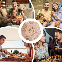 Houten Dobbelstenen - Date Night Spel - Romantische Avonden - 12 Voedselmotieven - 3x3x3 cm - Meerkleurig — thumbnail 3