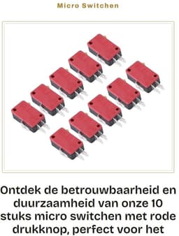 Dailygoods- Micro Switch - 10 Stuks - Hoge Sensitiviteit - Drie Pinnen - Betrouwbaar - Lange Levensduur - Compatibel met Arcade Knoppen - Drukknop — thumbnail 1