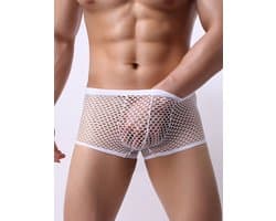 Witte Visnet Boxershort Heren – Sexy Transparant Herenondergoed – Maat M/L