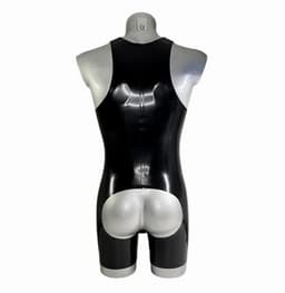 Latex rubberen bodysuit - Open kruis en billen functie - Rits - 100% Latex - Jumpsuit — thumbnail 5