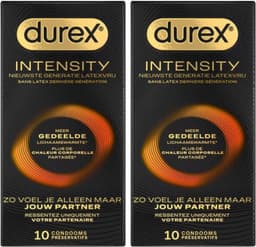 Durex Intensity Condooms - Nieuwste generatie ultradunne, latexvrije condooms voor mannen – Gedeelde lichaamswarmte - 2 x 10 stuks - Voordeelverpakking — thumbnail 1