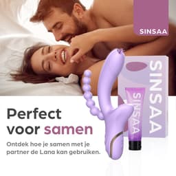 Sinsaa Tarzan Vibrator - Rabbit Vibrator – G-Spot & Luchtdruk Clitoris Stimulator – Anaal kralen - Vibrators voor vrouwen - 10 Vibratiesnelheden & 5 Zuigfunctie snelheden - Inclusief glijmiddel – Lana - Paars — thumbnail 4
