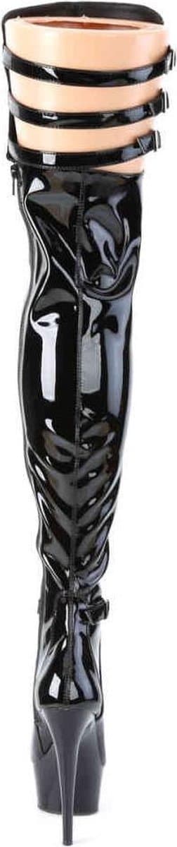 Pleaser - DELIGHT-3055 Plateau overknee Laarzen - US 6 - 36 Shoes - Zwart — thumbnail 4