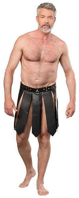 Rimba - Lederen Gladiator Herenrok - Zwart — thumbnail 1