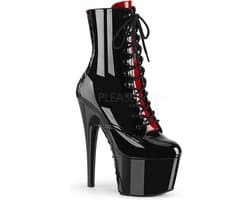 Pleaser - ADORE-1020FH Plateau Laarzen, Paaldans schoenen - Paaldans schoenen - 40 Shoes - Zwart/Rood