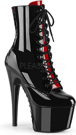 Pleaser - ADORE-1020FH Plateau Laarzen, Paaldans schoenen - Paaldans schoenen - 40 Shoes - Zwart/Rood — thumbnail 1