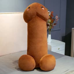 JustValue Penis Knuffel - 80 cm - Erotiek - Bodypillow - Piemel - Zacht - Kussen - Sex Toy - Beige - Bruin — thumbnail 4