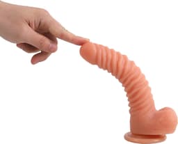 Banoch | Dildo siliconen ribbel | Beige — thumbnail 3