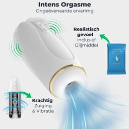 Masturbator voor Man - Nappex™ Branco Automatische Blowjob Simulator [Discreet Verzonden] - 16 Stille Zuig- en Vibratiestanden - Uitneembare Binnenhoes - Pocket Pussy Electrisch - Sex Toys voor Mannen en Koppels - Kunstvagina - Seksspeeltjes - Wit — thumbnail 2