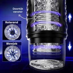 Sensa Automatische Masturbator voor Mannen - Sex Toy Elektrisch - Handsfree Pocket Pussy - 7 Stuwende & Roterende standen - Inclusief verstelbare standaard - Met Visueel Venster — thumbnail 3