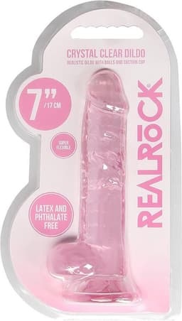7" / 18 cm Realistic Dildo With Balls - Pink — thumbnail 4