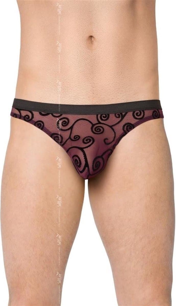 Softline Collection - sexy kanten herenslip zwart/ paars M — afbeelding 1