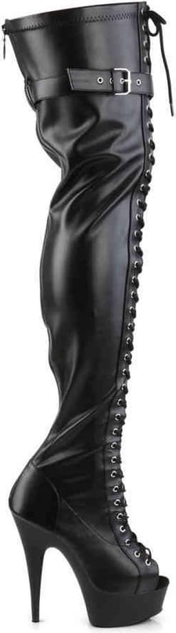 Pleaser Overknee Laarzen -41 Shoes- DELIGHT-3025 US 11 Zwart — thumbnail 5