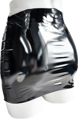 BamBella® - Datex (Mix latex en stofmini rok - L/XL - Sexy Erotische dames BDSM SM fetish kleding zwart — thumbnail 2