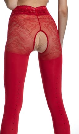 Panty open Kruis - 60/30 Denier - Kleur: Rood - Maat: XXL - Model: Blackdiamond - Merk: Amour — thumbnail 3